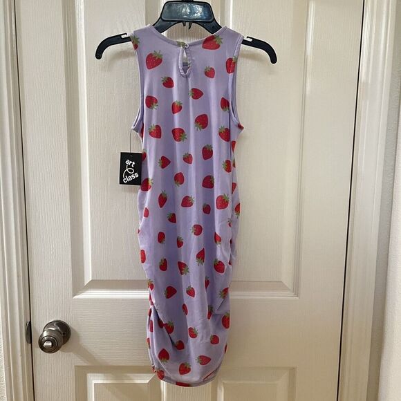 Art Class Purple Strawberry Dress Ruched Sides Girls Size Medium 7-8 NWT - Picture 8 of 10